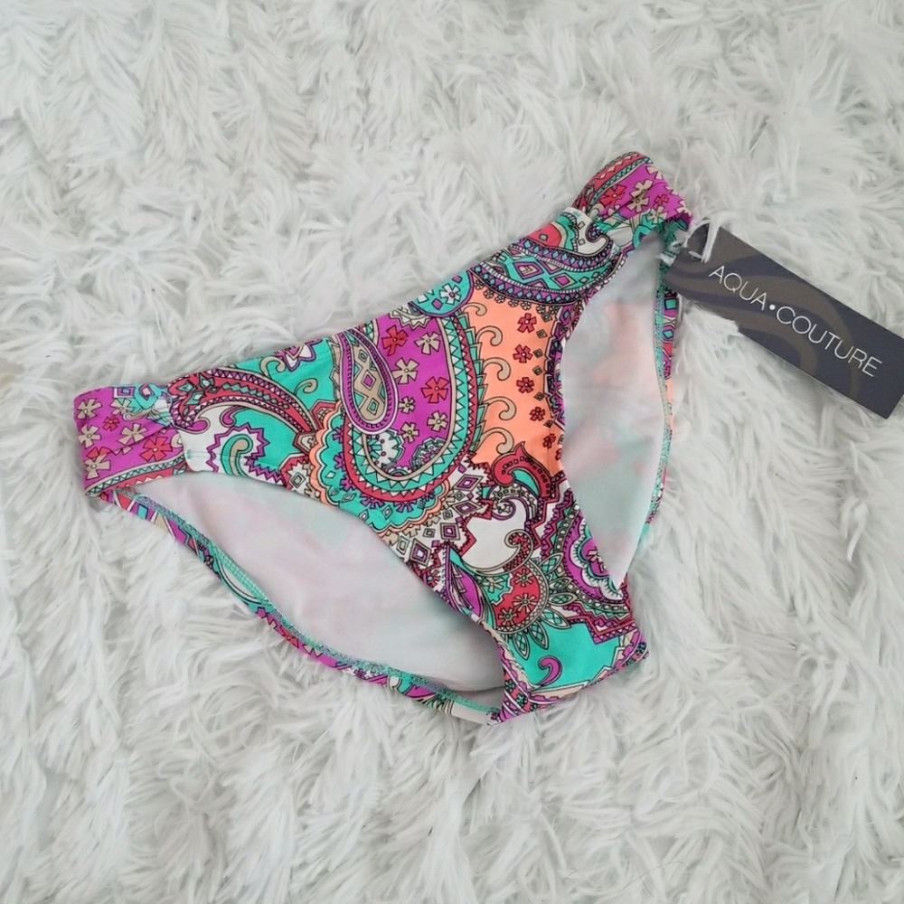 Aqua Couture Colurful Paisley Print Bikini Bottom
